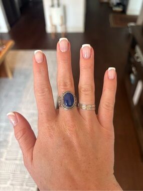 Set of four hammered thin sterling silver bands
